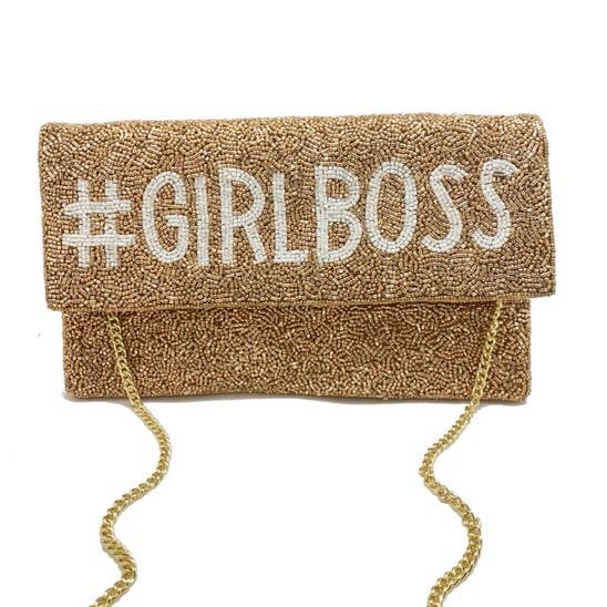GIRLBOSS GOLD BEADED CLUTCH for wholesale by Pizzazz, Inc.