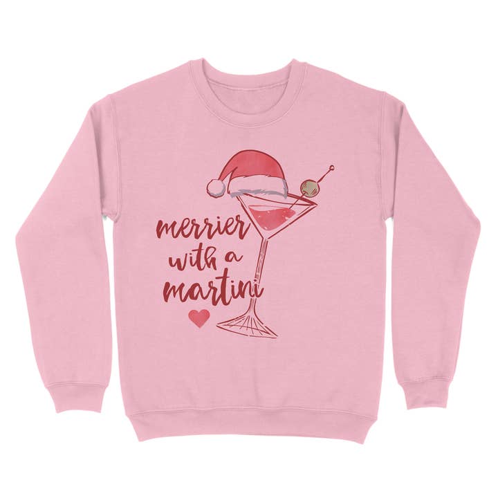 femfetti - Wholesale Graphic sweatshirt – Women’s - Merrier With A Martini Crewneck Sweatshirt2
