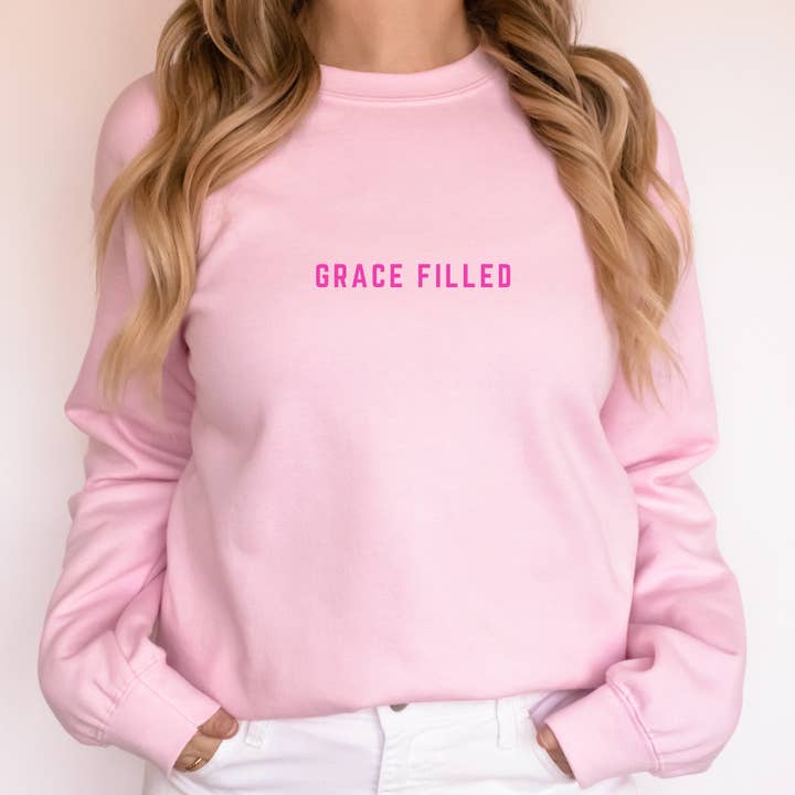 Grace Filled Graphic Faith Sweatshirt - Christian Sweatshirt for wholesale by Wholehearted Motherhood and Co.