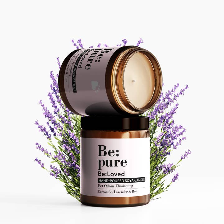 Be:Pure Candle - Dog Calming & Pet Odour Eliminating Candle for wholesale by BeLoved, Natural Dog Grooming Products.