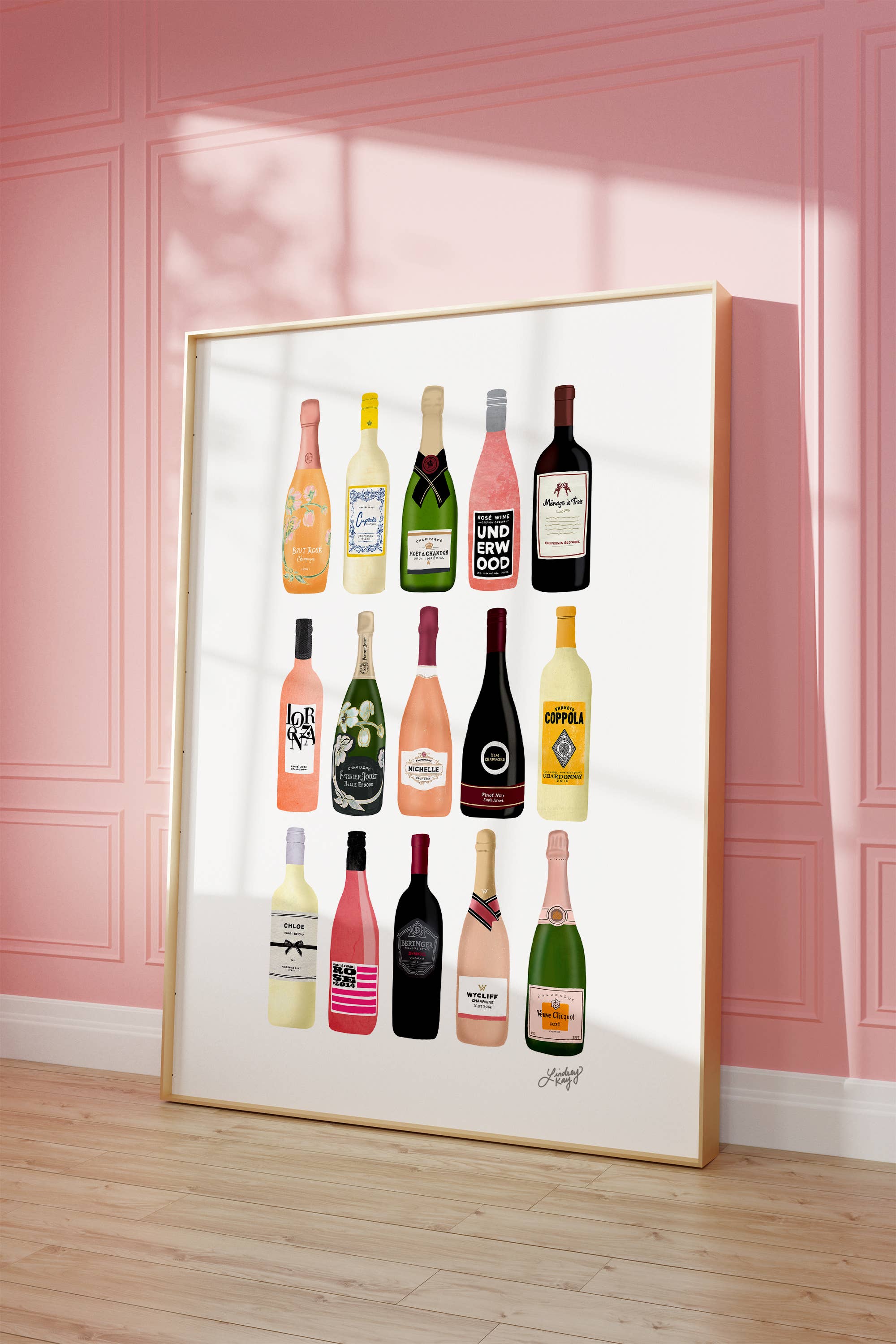 Lindsey Kay Collective - Wholesale Art Print - Wine and Chamapagne Bottles Illustration - Art Print4