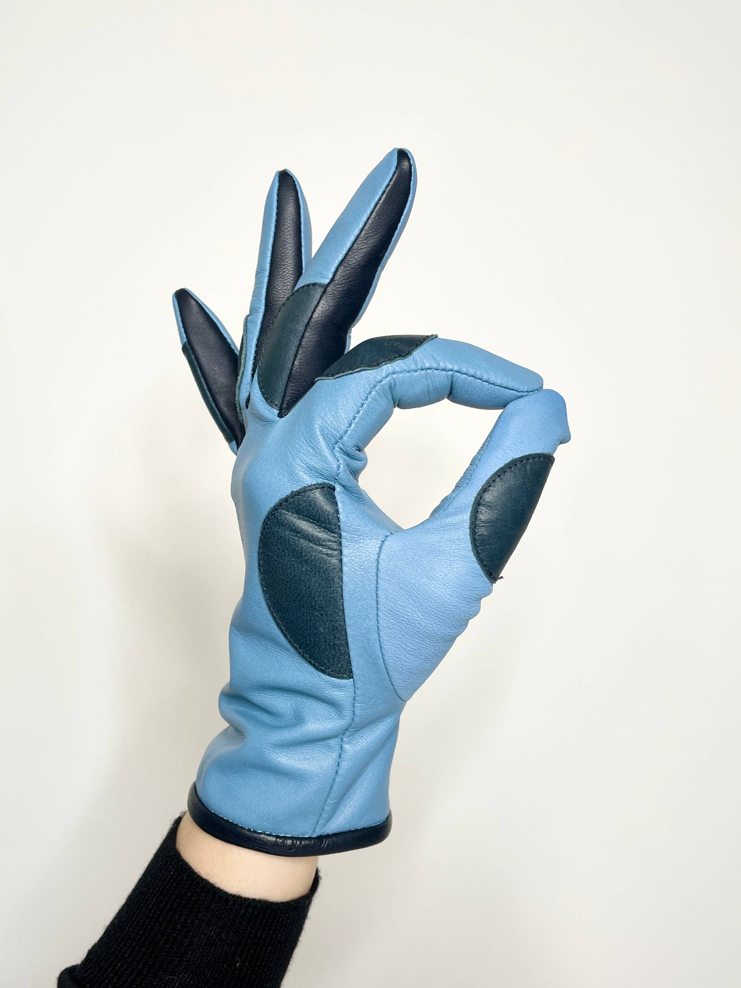 Lola Ramona - Wholesale Gloves - Women's - Gloves Dottie Dots - Baby blue/Navy1