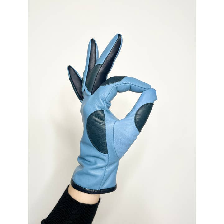 Lola Ramona - Wholesale Gloves - Women's - Gloves Dottie Dots - Baby blue/Navy1