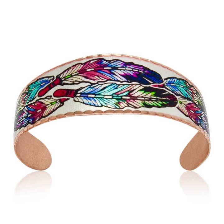 COPPER ARTS INC. - Wholesale Bangle Bracelet - BN 05 Colorful Copper Feather Bracelet1