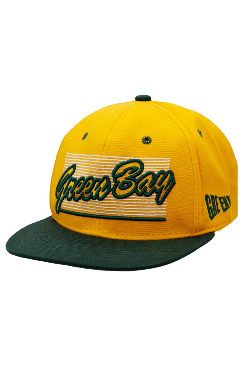 Cap Zone – Engroshandel Snapback hat - Unisex – Green Bay GB Logo Stripe Twill Flad Bill Snapback2