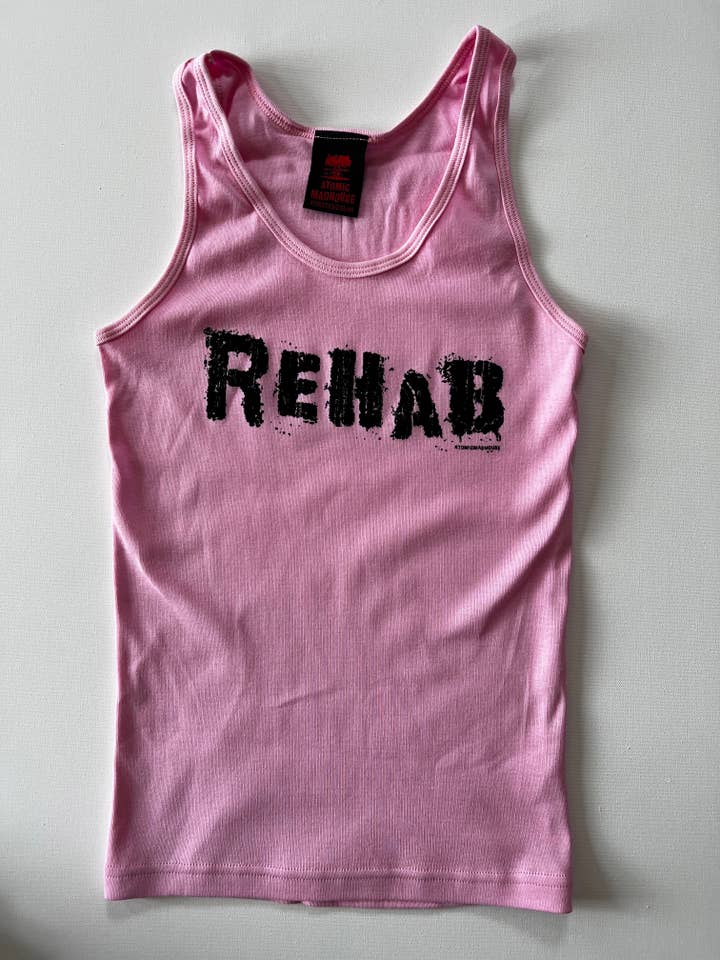 REHAB Black on Pink Women's Graphic Spaghetti strap Camisole for wholesale by Xeno Pop