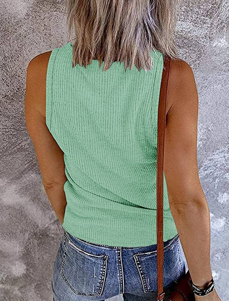 Lily Clothing - Wholesale Tank Top - Women's - SOLID COLOR V-NECK BREASTED SLIM-FIT KNIT VEST17