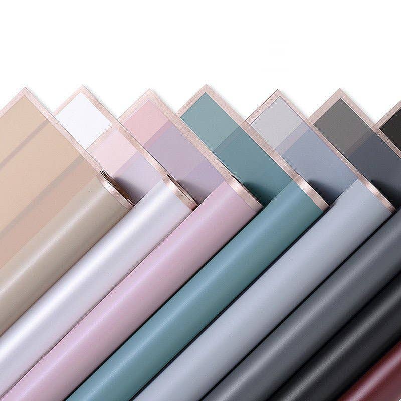 Elegant Design Supply – papel de embrulho por atacado – Papel de Presente Impermeável com Flores e Borda Dourada (20 Folhas por Pacote)23