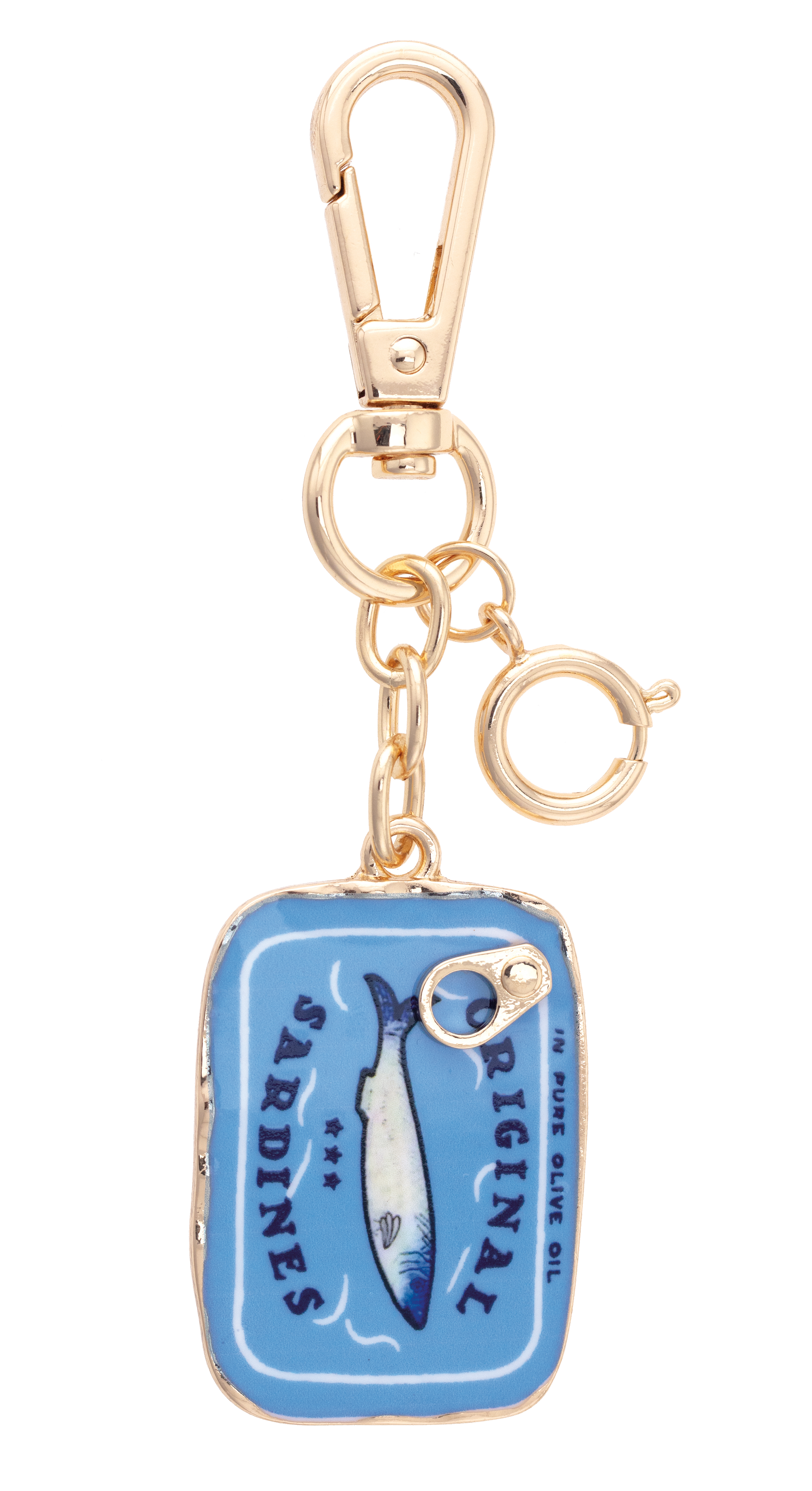 Canvas Style - Wholesale Keychain - Women's - Sardine Tin Enamel Bag Charm in Blue0