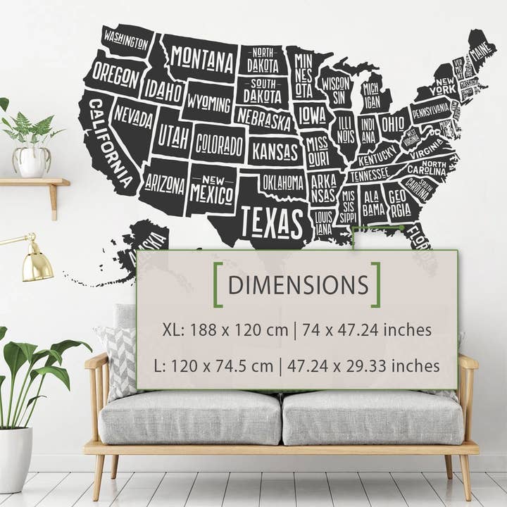 USA kort, Amerika kort, Vægoverføringsbillede, Vægoverføringsbillede for engroshandel hos KUARKI