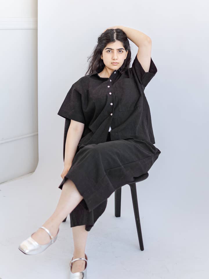 Nettle Studios - Wholesale Pants - Unisex - Size Inclusive Plus Size Wide Leg Elastic Pant Black Linen6