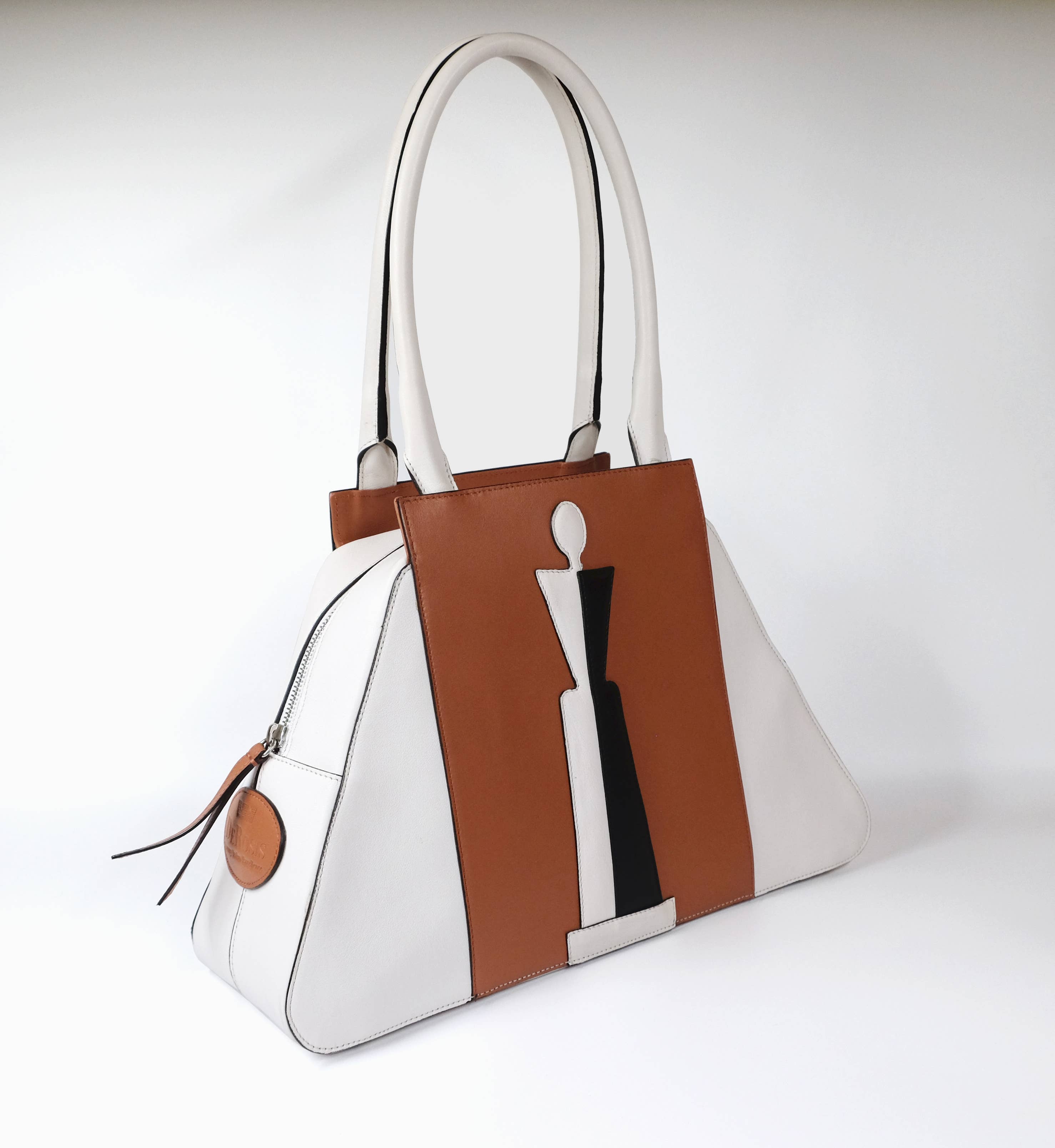 DeRosis – Großhandel Henkeltasche – Damen – ELENA Ledertasche aus glattem Kalbsleder mit Malevich-Design7