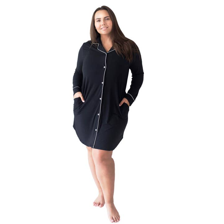 Clea Bamboo Long Sleeve Maternity & Postpartum Nightgown for wholesale by Kindred Bravely