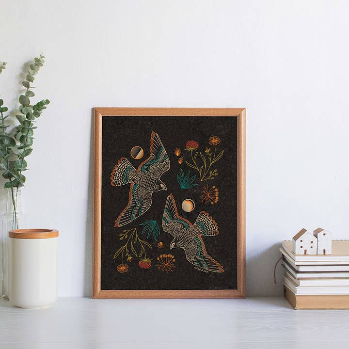 Land & She - Wholesale Art Print - Falcons and Foliage