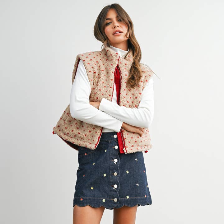 Floral Fleece Sleeveless Vest - BMJ7849 and other Purchase Wholesale knit vest pattern. Free Returns & Net 60 Terms on Faire trending on Faire.