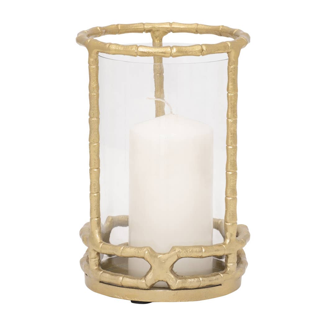 Sagebrook Home - Wholesale Candle Holder - Hurricane Candle Holder - Gold Metal Cylinder Modern, 9 in.7
