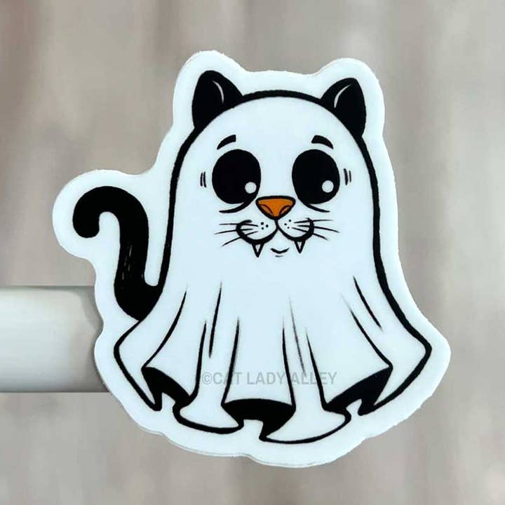Ghost Cat Sticker for wholesale by Cat Lady Alley