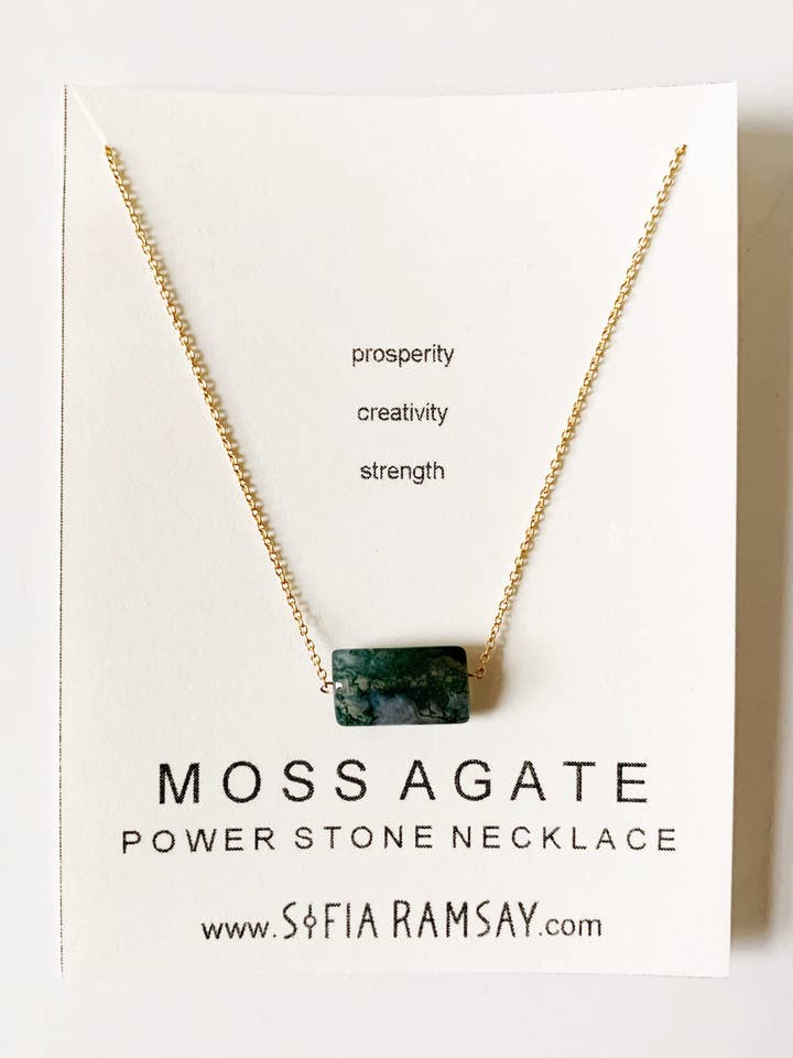 Moss Agate Power Stone Necklace - Healing Crystal for wholesale by Sofia Ramsay