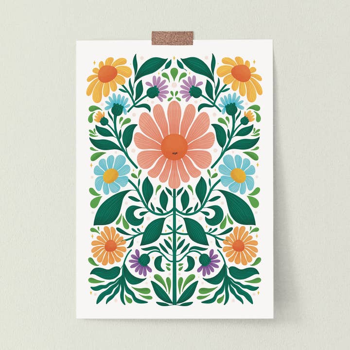 Cute Floral Spring Wall Art Print | Home Decor Gift for wholesale by Jess Bright Design