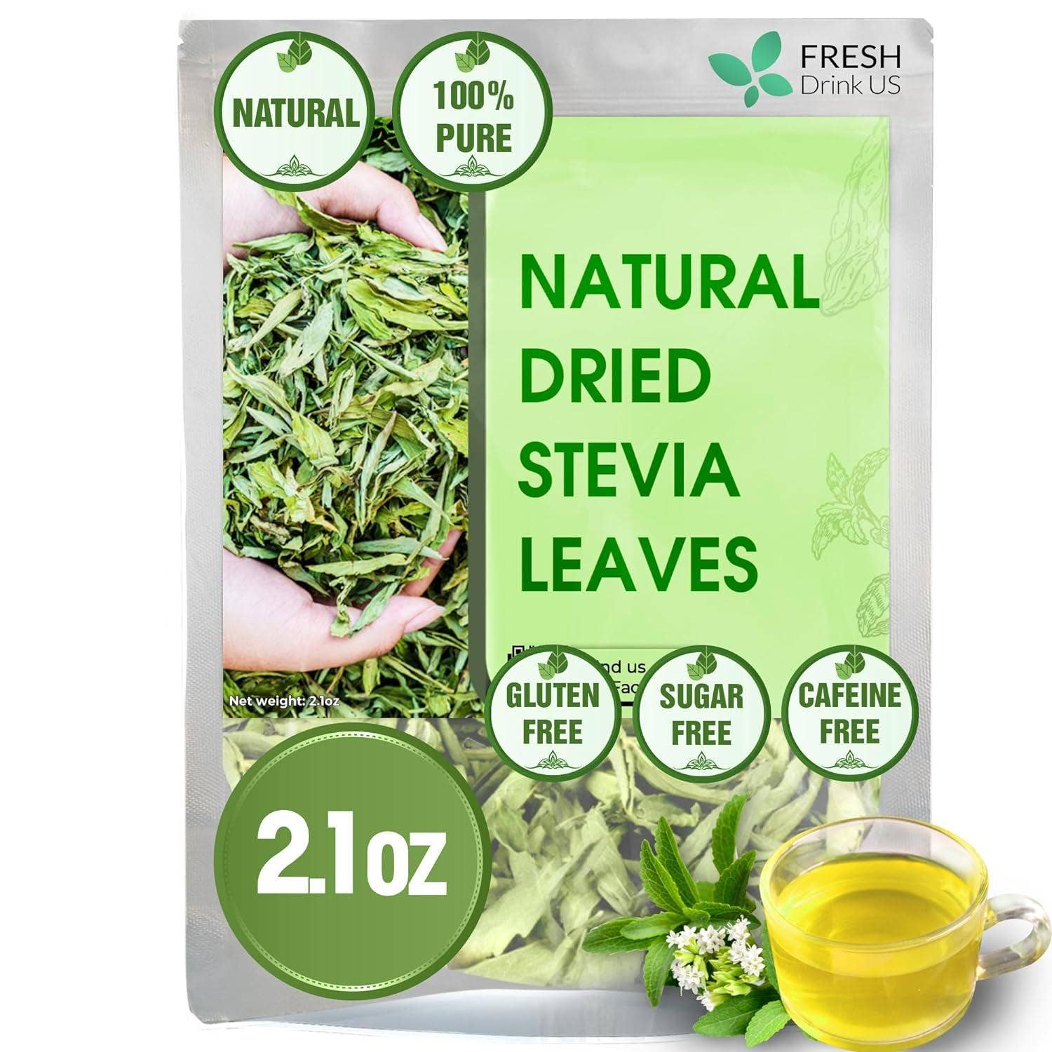 Naomi's Happy Place Shop - Wholesale Health/Detox Tea - Stevia Leaf, Whole Dried Leaves, Tea Bags, Powder, 100% Natural and Pure from Stevia Leaves. Sugar Substitute for Tea, Coffee. Loose Leaf Stevia Herbal Tea. Zero Calorie Sweetener. No Sugar, No Caffeine, No Gluten, Vegan.2