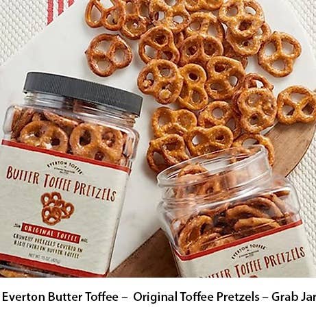Everton Toffee - Wholesale Pretzels - Butter Toffee Pretzels – Original 15oz Grab Jar1