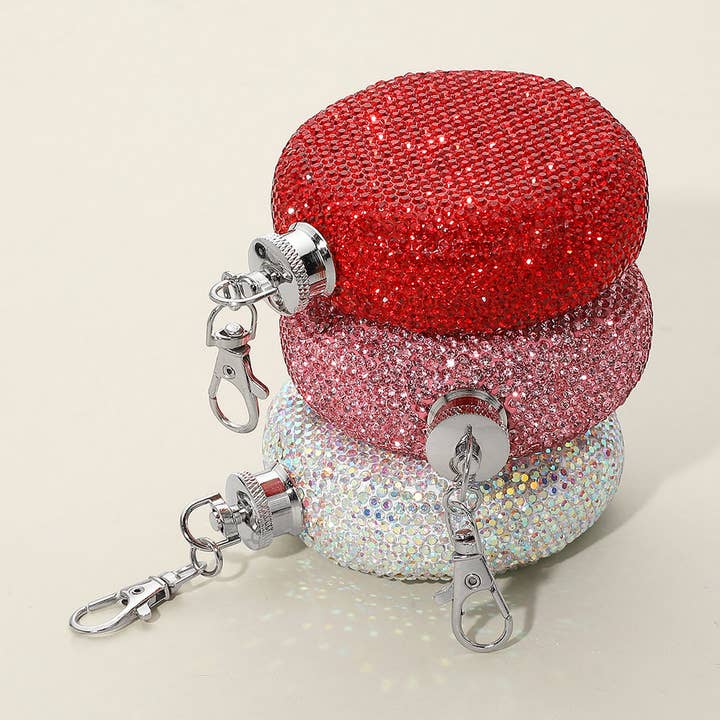 Sensibling Corp. - Wholesale Flask - 3oz Bling Studded Stainless Steel Round Flask12