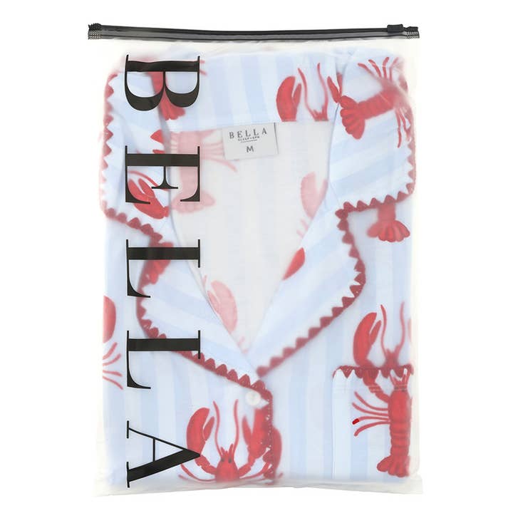 Bambus-Pyjama-Set mit Peitschenstich - Blaue Streifen + Hummer für den Großhandel von Bella Sleep + Spa