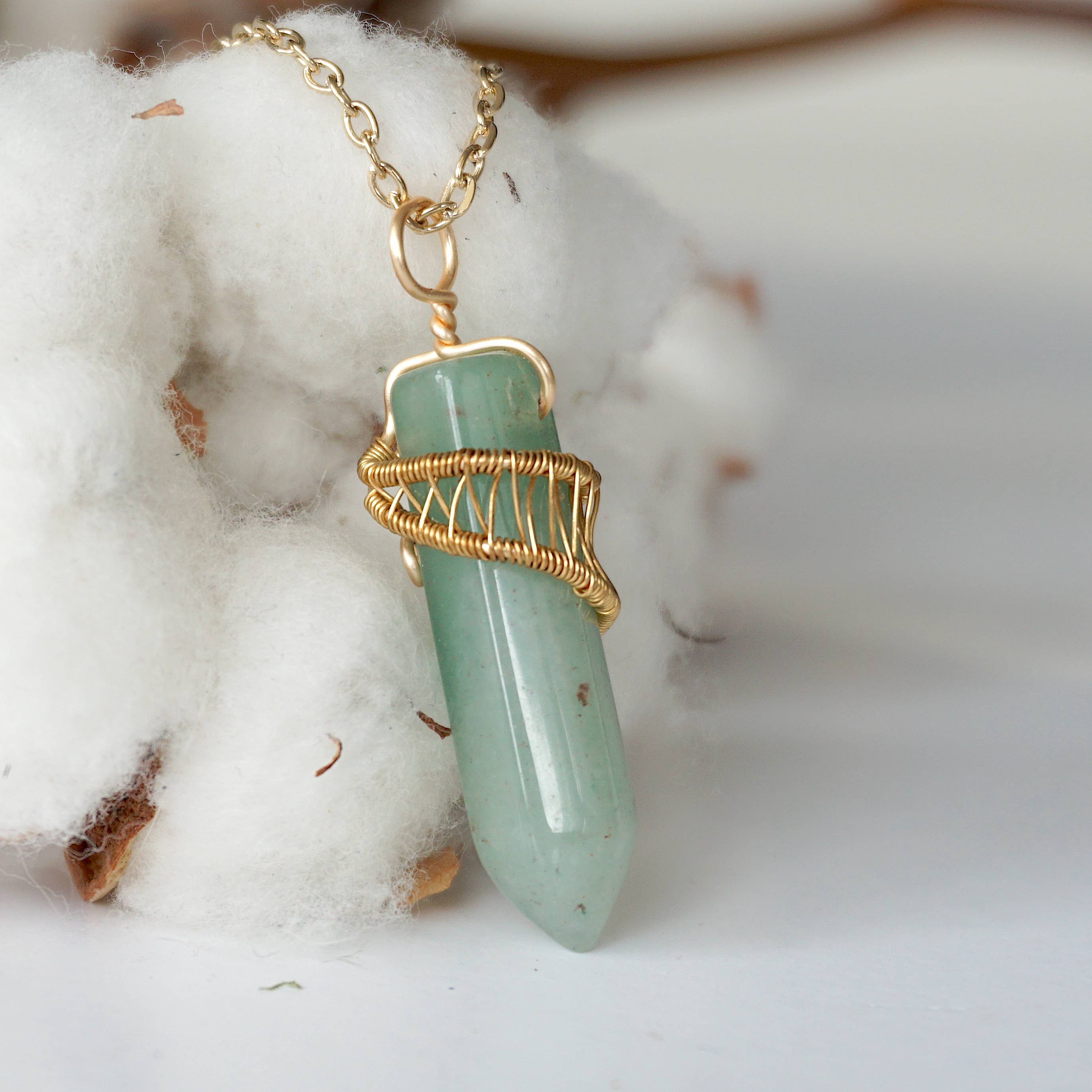 Raw Stone Elegance - Wholesale Pendant/Charm Necklace - Raw Green Aventurine Crystal Point Necklace For Men & Women2
