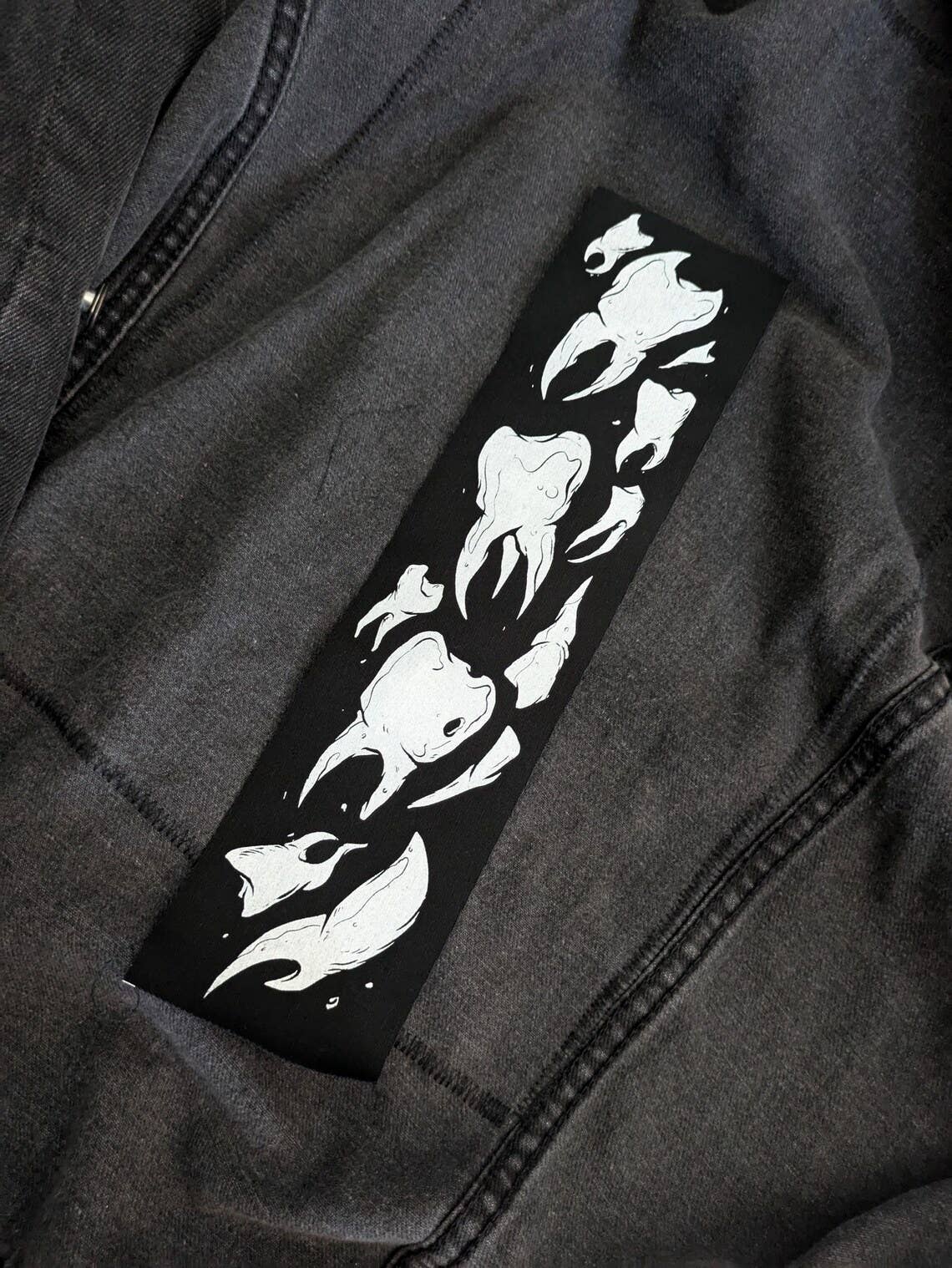 Scattered Teeth | Long Sew-On Twill Patch | Screen Printed for wholesale by Goodbye Zach