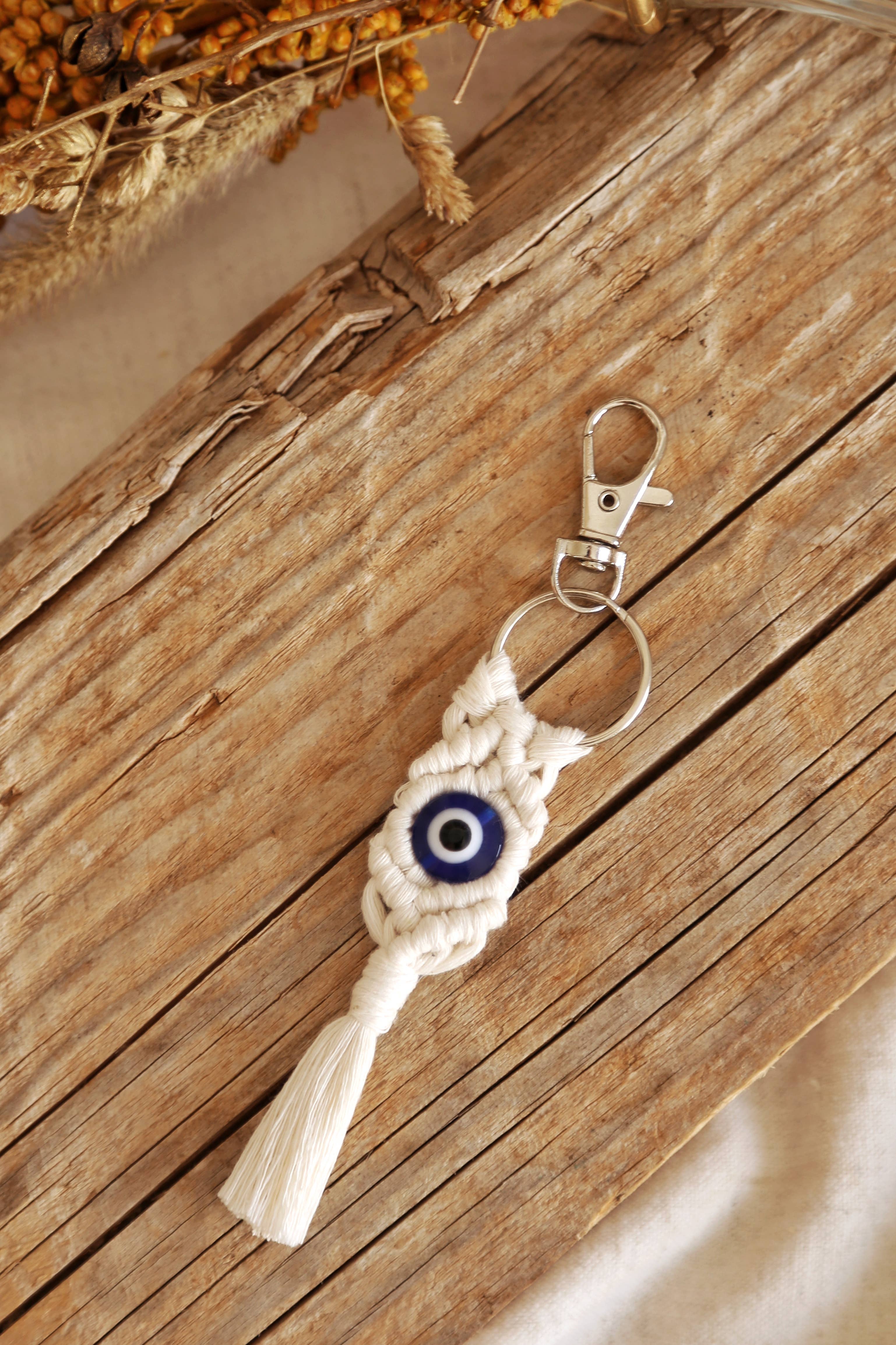 The Frenchie Knot - Wholesale Keychain - Women's - Macrame keychain evil eye1