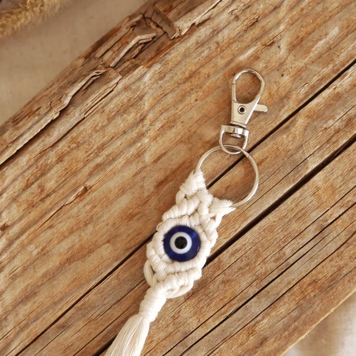 The Frenchie Knot - Wholesale Keychain - Women's - Macrame keychain evil eye1
