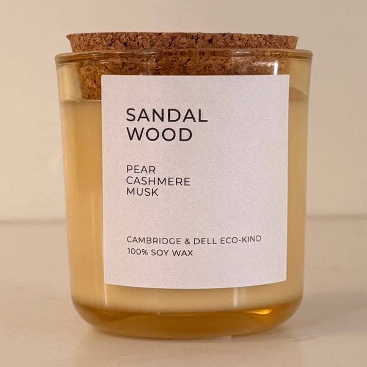 Sandalwood Soy Wax Candles for wholesale by Cambridge & Dell Eco-Kind