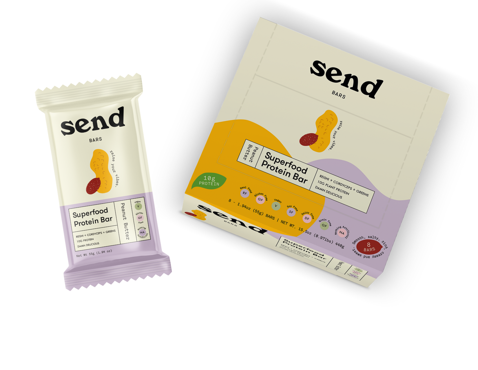Send Bars - Wholesale Snack Bar - Peanut Butter Superfood Protein Bars - Single Caddy (8 bars)2