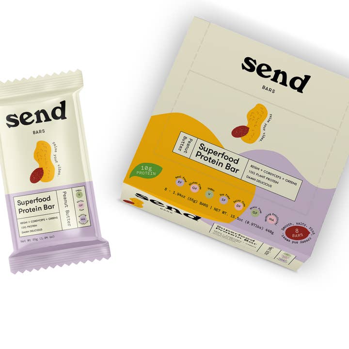 Send Bars - Wholesale Snack Bar - Peanut Butter Superfood Protein Bars - Single Caddy (8 bars)2