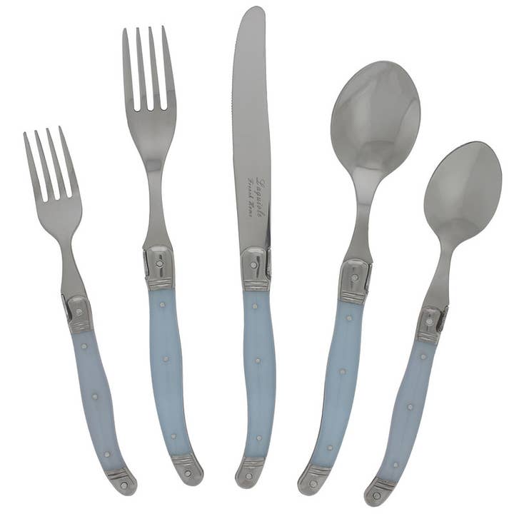 Laguiole 20-Piece Stainless Steel Flatware Set, Ice Blue for wholesale by French Home