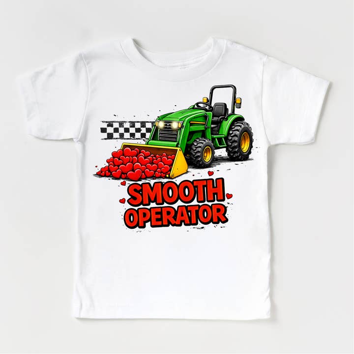 Camiseta de Dia dos Namorados Smooth Operator Tractor - T-shirt de Dia dos Namorados da Quinta Country por atacado de Madi Moosh