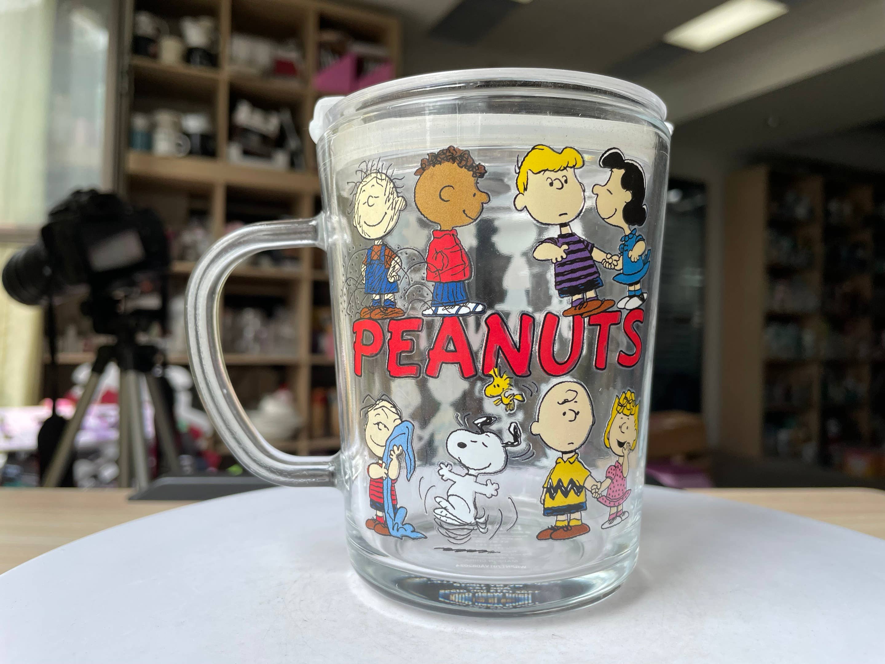 Silver Buffalo - Vente Gourde/bouteille isotherme - Mug de voyage en verre vintage Peanuts 14oz avec couvercle coulissant1