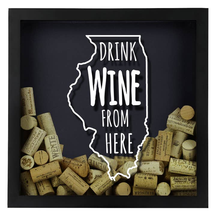 Torched Products - Wholesale Sign - Drink Wine From Here Beer Cap Shadow Box - Black9