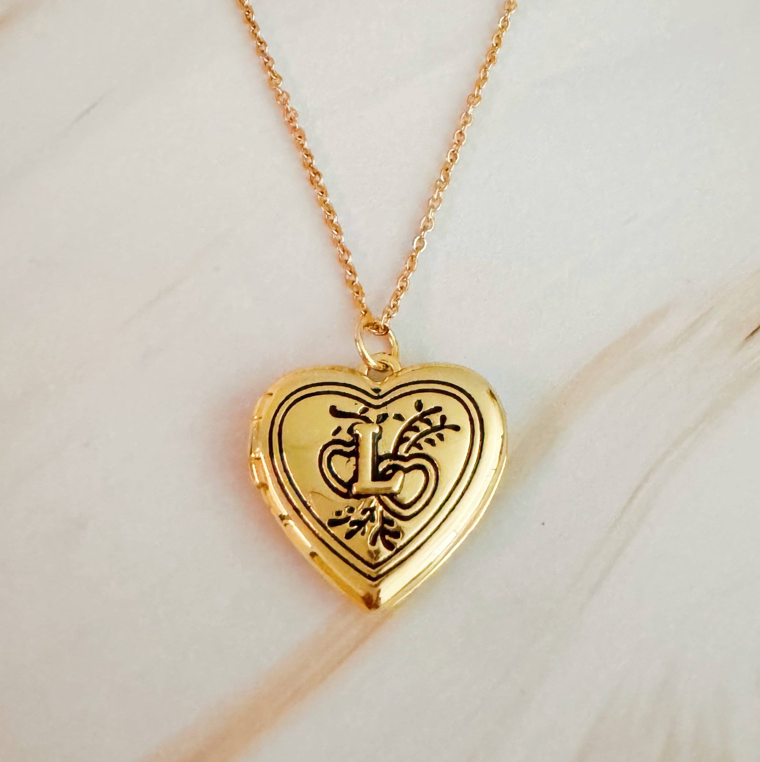 Ellison+Young - Wholesale Locket Necklace - Nostalgic Heart Initial Open Locket Necklace9