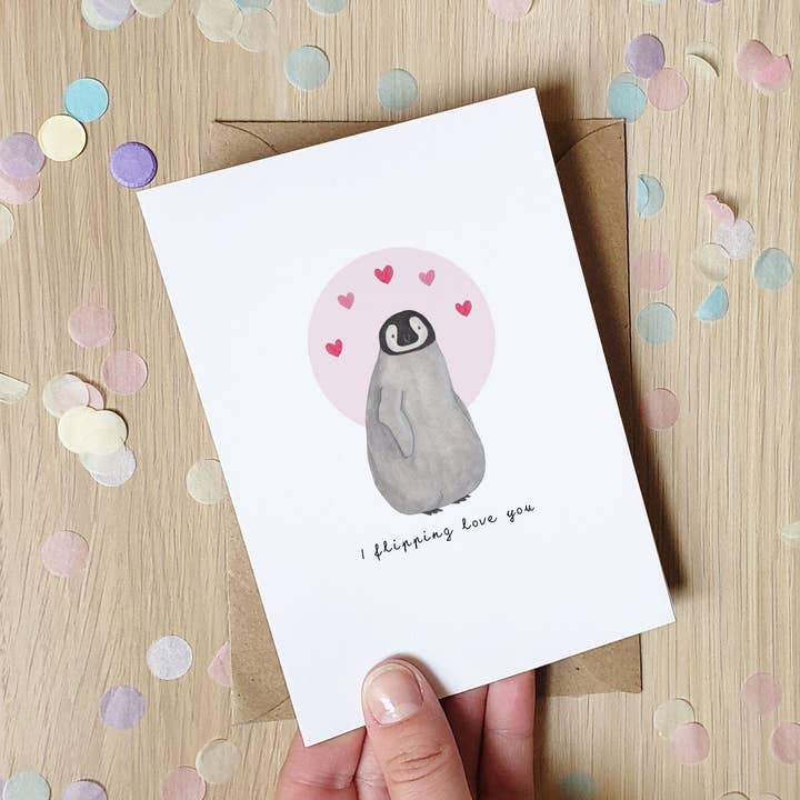 Carte de vœux avec inscription « I Flipping Love You » pour la vente par The Curious Cactus
