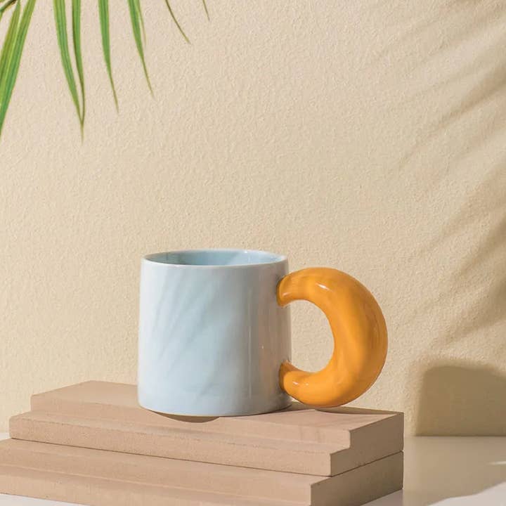 IVORE.GROUP (We cover All Import duty) - Wholesale Coffee Mug - Ceramic Coffee Mug with Curved Moon Handle1