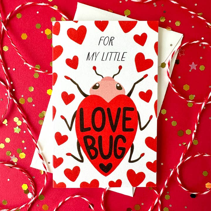 Yeppie Paper - Vendita all'ingrosso Biglietti per San Valentino - Mini biglietto di auguri Love Bug per San Valentino