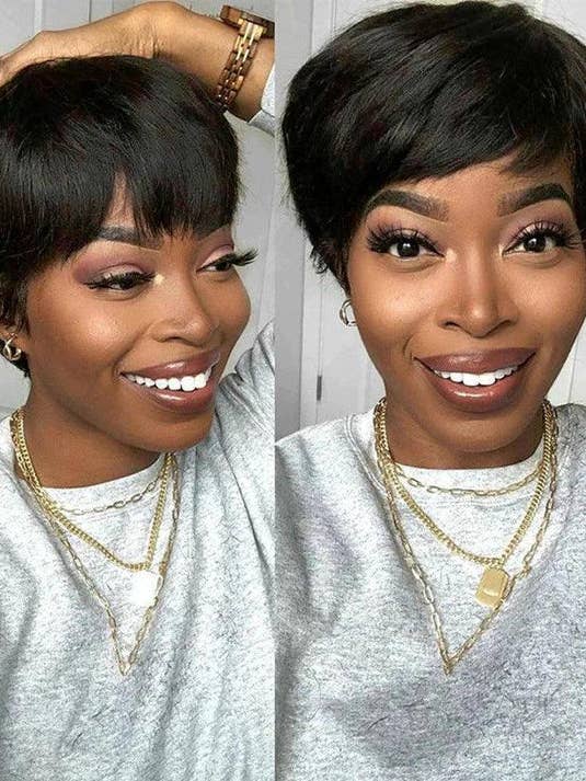 Korte Braziliaanse pruik, gladde stijl zonder kant, 100% natuurlijk haar voor de zomer. voor wholesale door Queenshopbeauty