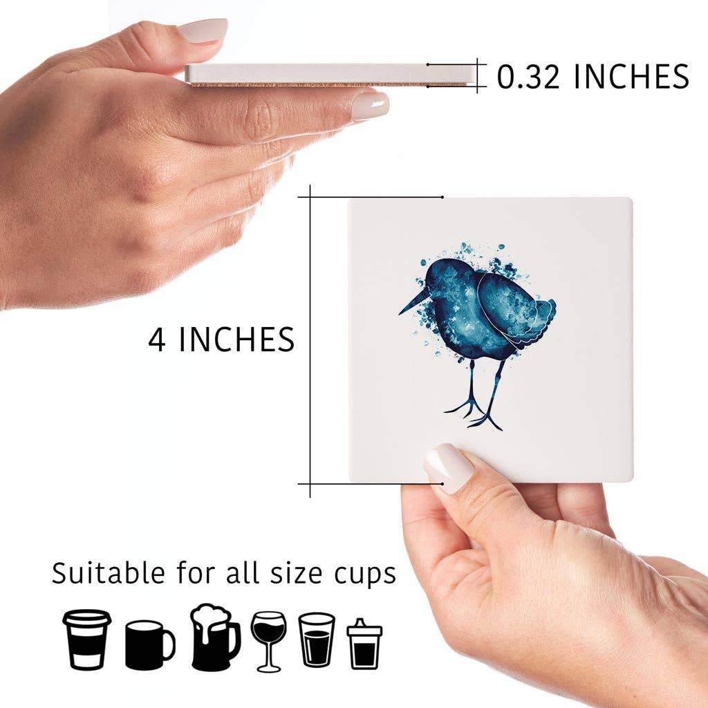 Love Local - Wholesale Coasters - East Coast Water Color Sand Piper | Absorbent Coasters | Set of 4 | Min 25