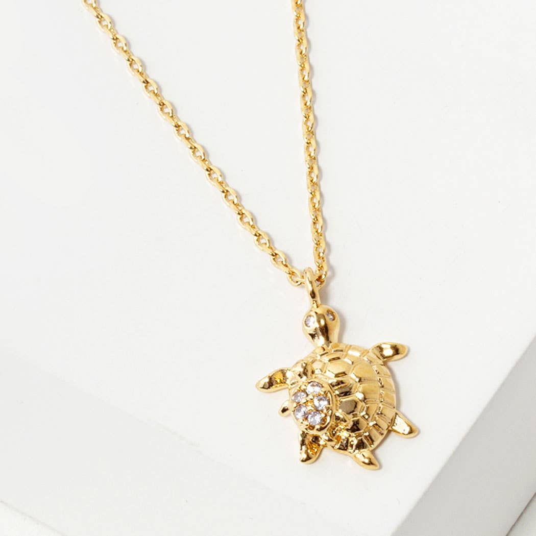 Fashion City - Venta al por mayor Collares con colgantes/abalorios - Collar de tortuga marina bañado en oro blanco de 18 quilates0