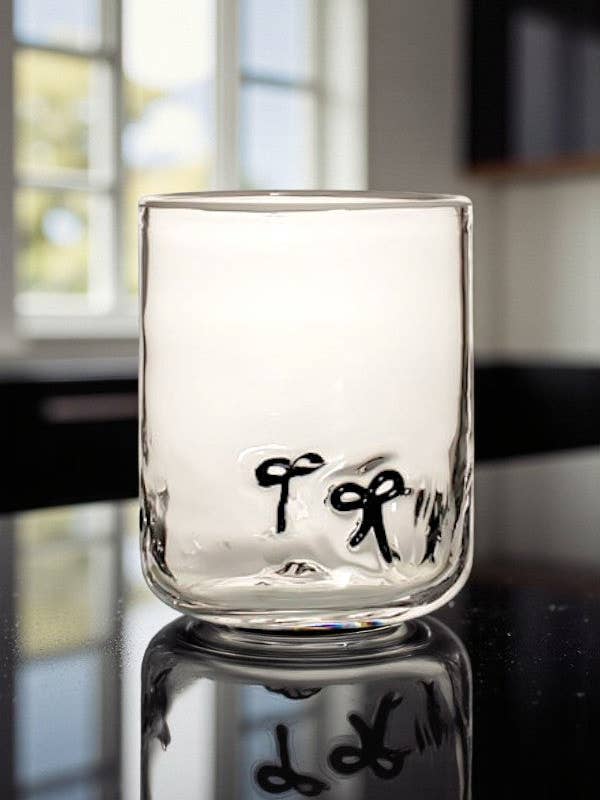 Black Bow Drinking Glass for wholesale by Nash Grey