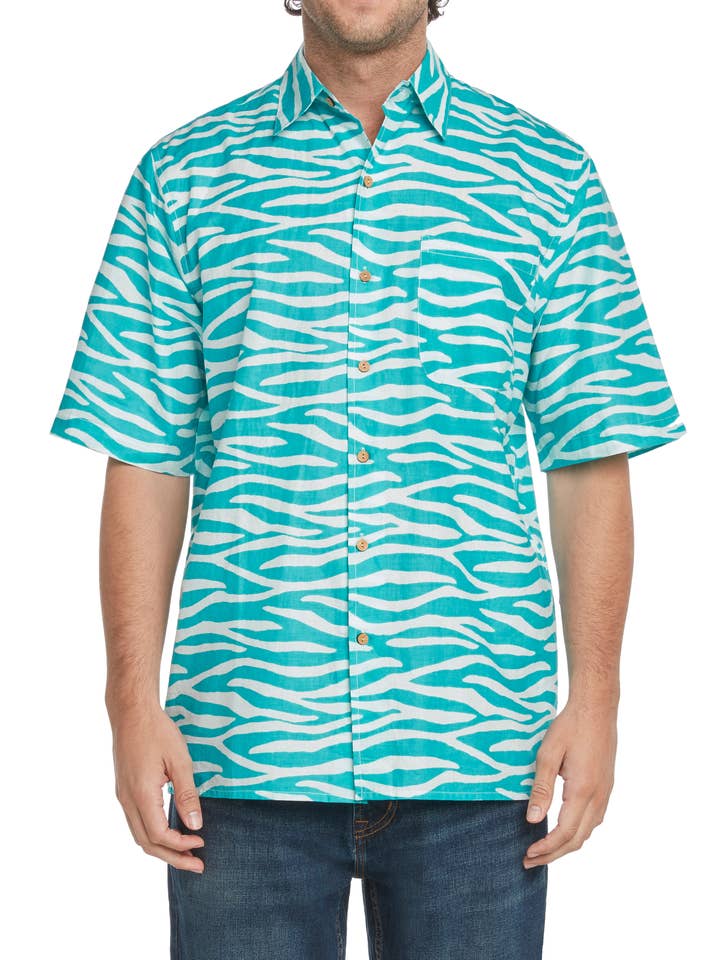 Mænds Aqua vand kortærmet knappen nede skjorte for engroshandel hos KikiSol