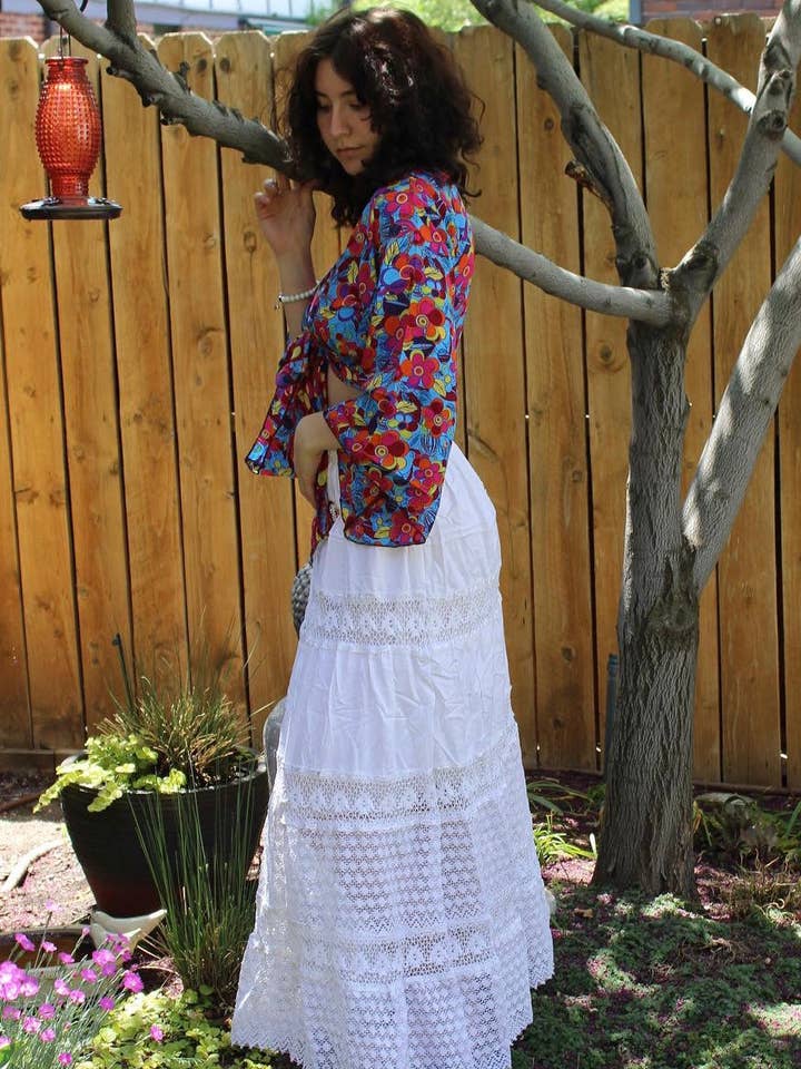 PuzzleStack - Wholesale Skirt - Women's - White Cottage Core Eyelet Lace Cotton Skirt