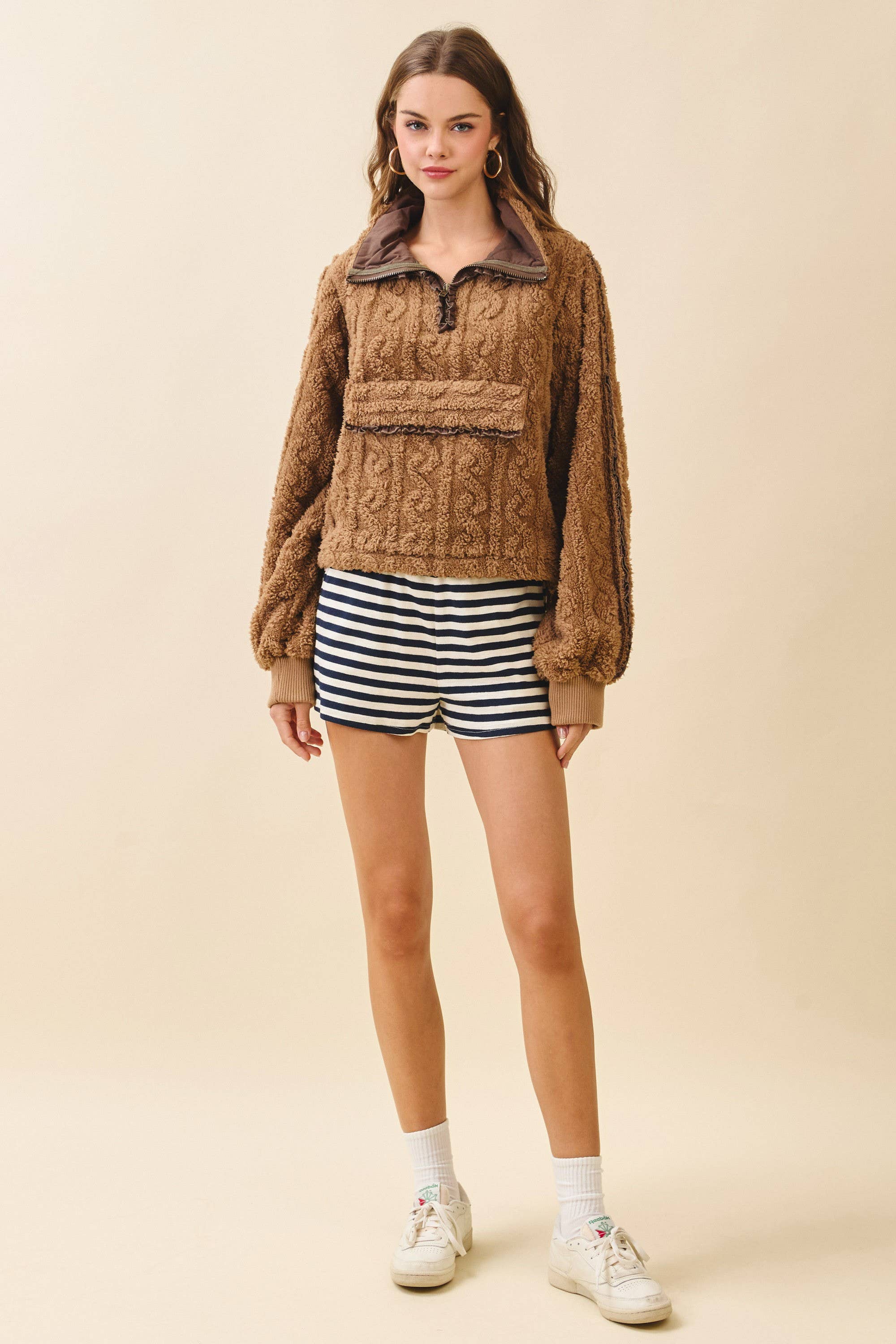 TCEC - Wholesale Shorts - Women's - CP10275-Striped Elasticized Waistband Relaxed Fit Shorts4