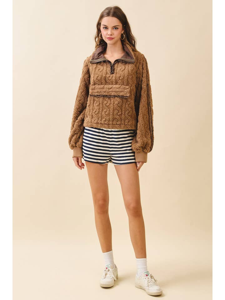 TCEC - Wholesale Shorts - Women's - CP10275-Striped Elasticized Waistband Relaxed Fit Shorts4